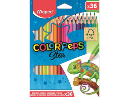 Maped Crayon de couleur COLOR'PEPS Star, étui carton de 36
