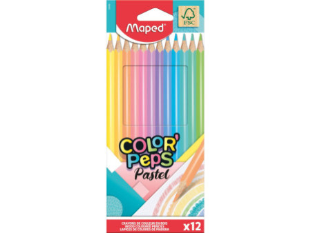 Maped Crayon de couleur COLOR'PEPS Pastel, étui carton de 12