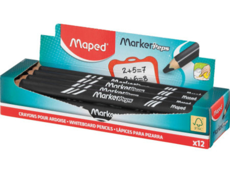 Maped Crayon ardoise Marker'Peps, présentoir de 12, noir
