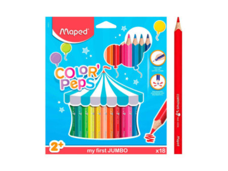 Maped my first Crayons de couleur COLOR'PEPS JUMBO, étui 18