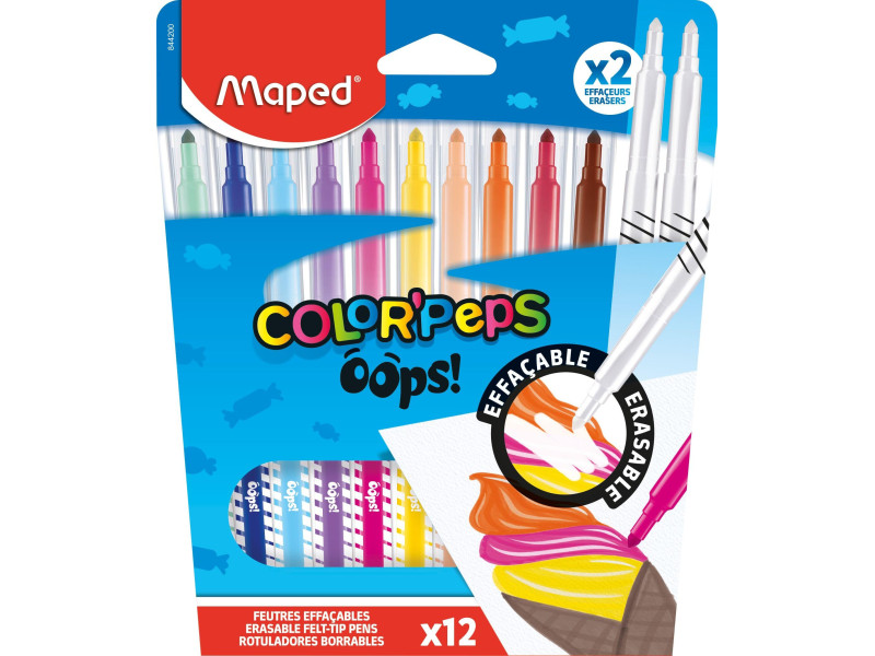 Maped Feutre effaçable COLOR'PEPS OOPS, étui carton de 12