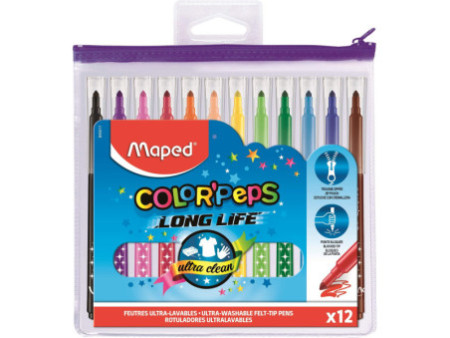 Maped Feutre COLOR'PEPS Long Life, en étui de 12 à zip