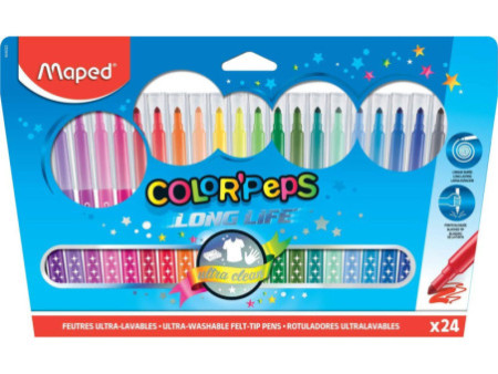 Maped Feutre COLOR'PEPS LONG LIFE, étui carton de 18