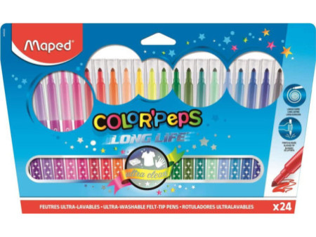 Maped Feutre COLOR'PEPS LONG LIFE, étui carton de 24
