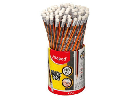 Maped Crayon BLACK'PEPS, avec gomme, pot de 72