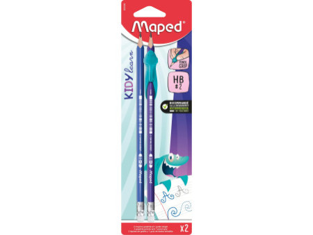 Maped Crayon de papier, avec gomme, HB, blister de 2