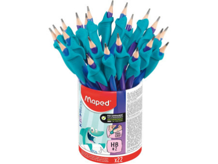 Maped Crayon de papier, avec gomme & guide-doigt, pot de 22