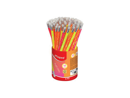 Maped Crayon à papier NEON, avec gomme, dureté: HB, pot 72