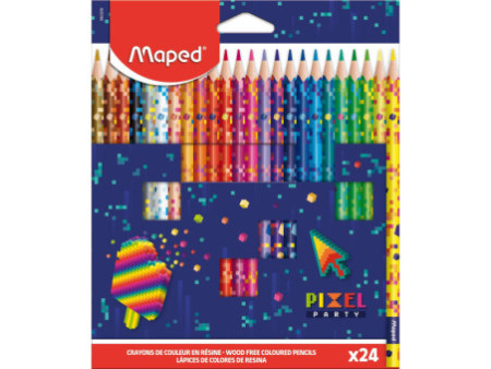 Maped Crayon de couleur PIXEL PARTY, étui carton de 24