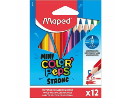 Maped Crayon de couleur COLOR'PEPS STRONG MINI, étui de 12