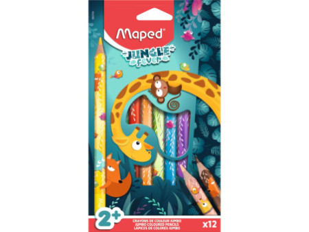 Maped Crayon de couleur JUNGLE fever JUMBO, étui de 12