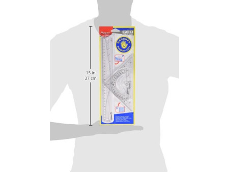 Maped Kit de géométrie pour gauchers, 4 pièces, transparent