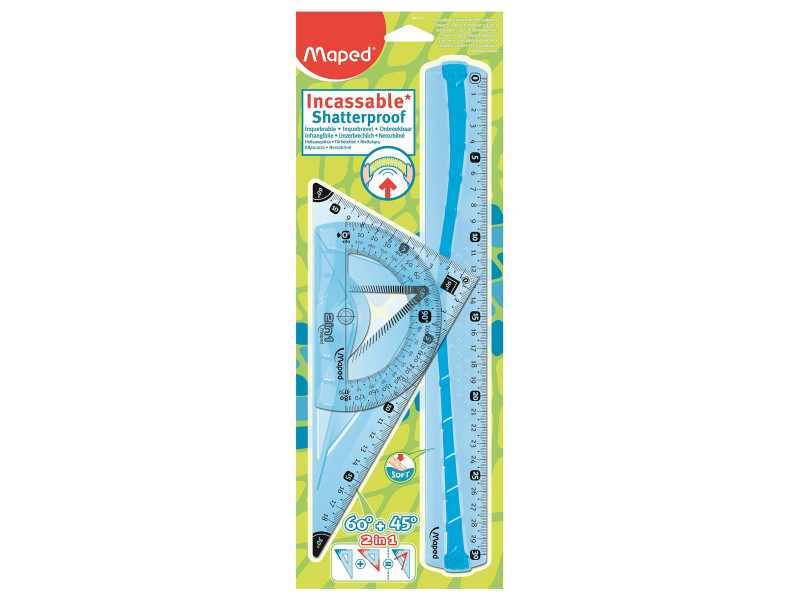 Maped Kit de géométrie Flex, incassable, 3 pièces