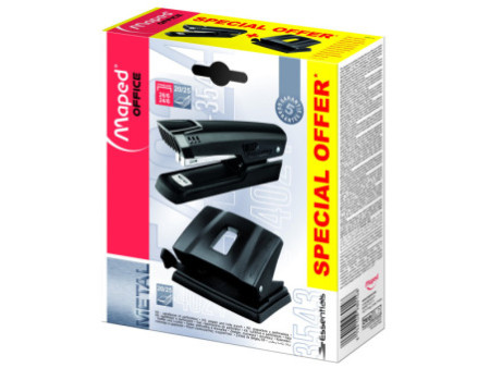 Maped Set d'agrafeuse & de perforateur Essentials, noir