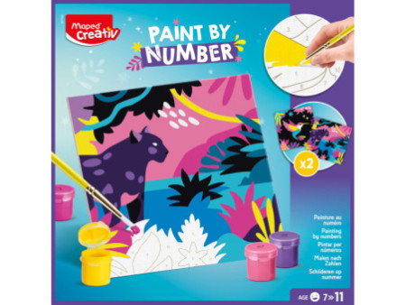 Maped Creativ Coffret de peinture au numéro Léopard / Oiseau