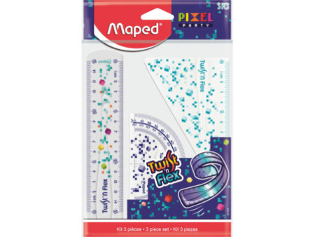 Maped Kit de géometrie Twist'n Flex PIXEL PARTY, 3 pièces
