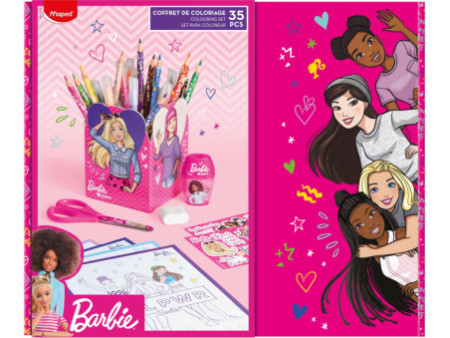 Maped Kit de dessin Barbie, 35 pièces, dans boîte cadeau