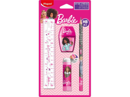 Maped Kit d'écriture Barbie, 4 pièces, sur carte blister