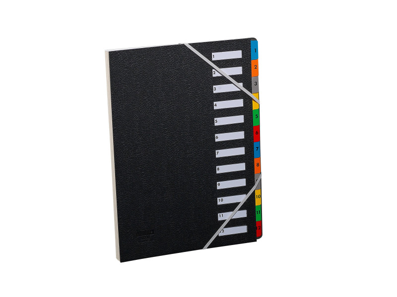 extendos Trieur numérique, A4, 1-12, 12 compartiments, noir