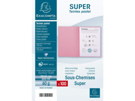 EXACOMPTA Sous-chemises SUPER 60, A4, 60 g/m2, jaune canari