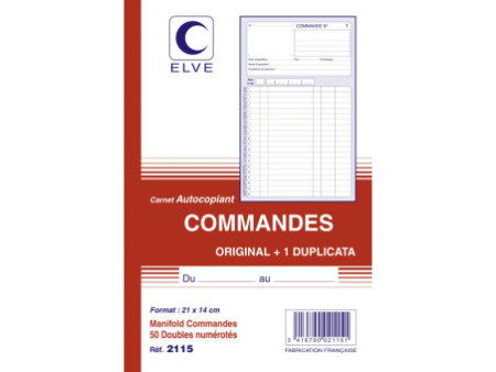 ELVE Manifold 'Commandes', 210 x 140 mm, A5, dupli