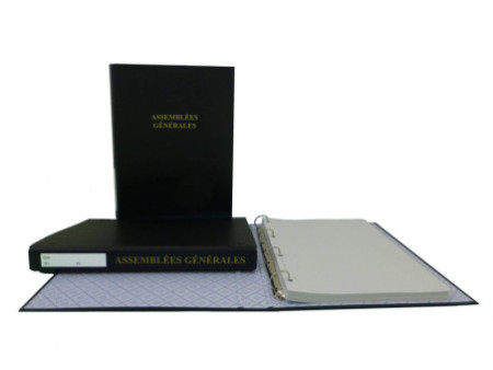 ELVE Classeur 'Assemblée générale', 4 anneaux, en PVC noir