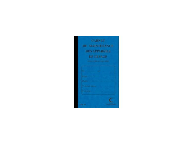 ELVE Carnet de maintenance 'Appareil de levage', 32 pages