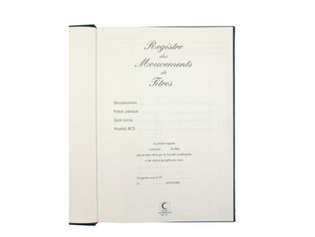 ELVE Registre 'Mouvements des titres', 100 pages, format A4
