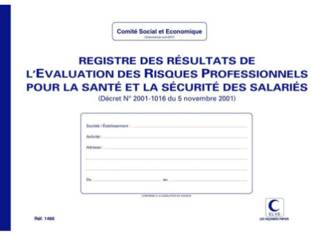 ELVE Registre 'Evaluation des risques professionnels'
