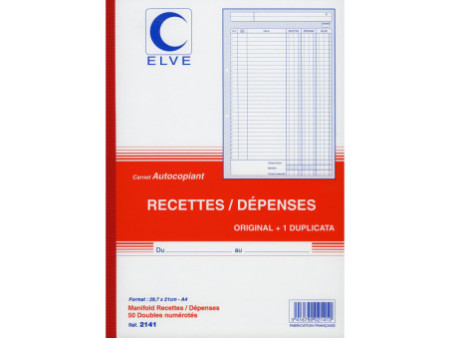 ELVE Manifold 'Recettes / Dépenses', A4, dupli, 50 feuillets