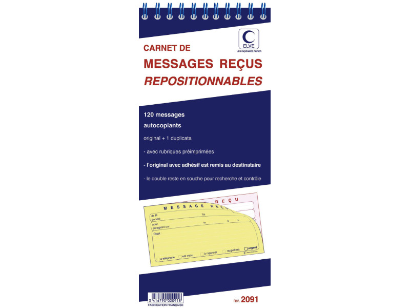 ELVE Carnet de messages reçus, 120 messages repositionnables