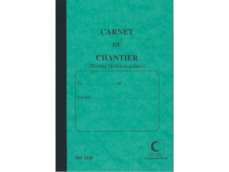 ELVE Carnet de chantier, relevé hebdomadaire, 190 x 130 mm
