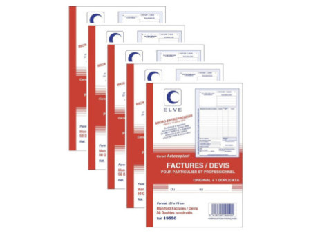 ELVE Manifold Factures / Devis, 50 feuillets, A5, dupli