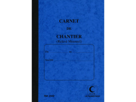ELVE Carnet de chantier, relevé mensuel, 190 x 130 mm