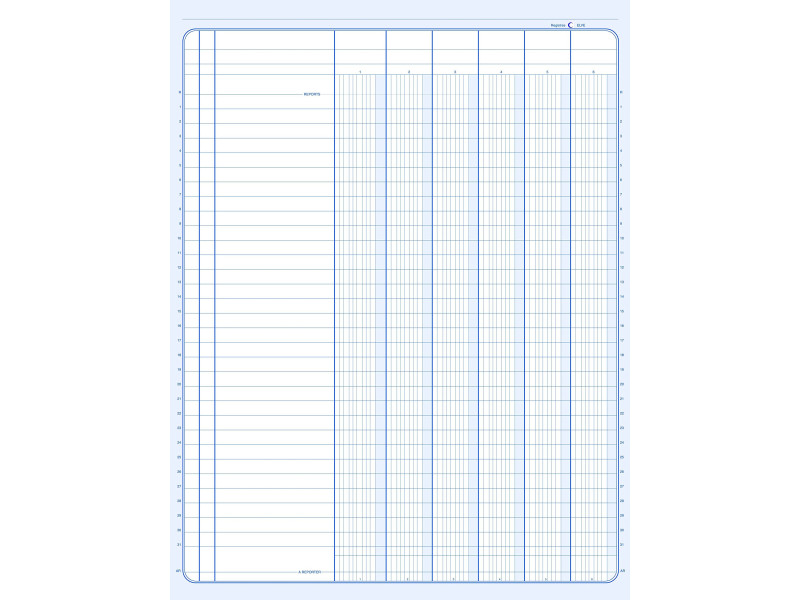 ELVE Piqûre comptable, 6 colonnes sur 1 page, 315 x 240 mm