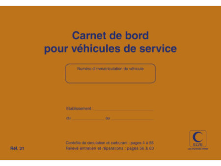 ELVE Carnet de bord pour véhicules de service, 150 x 215 mm