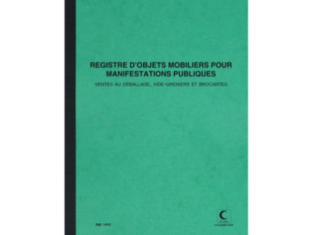 ELVE Piqûre 'Registre d'objets mobiliers pour manifestations
