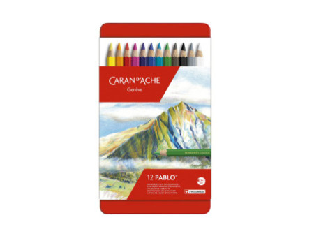 CARAN D'ACHE Crayons de couleur PABLO, étui métal de 12