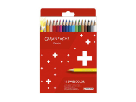 CARAN D'ACHE Crayons de couleur SWISSCOLOR,étui carton de 18