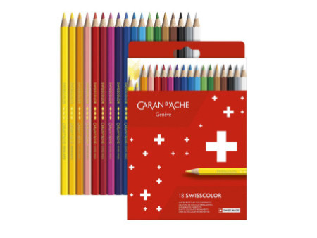 CARAN D'ACHE Crayons de couleur SWISSCOLOR,étui carton de 18