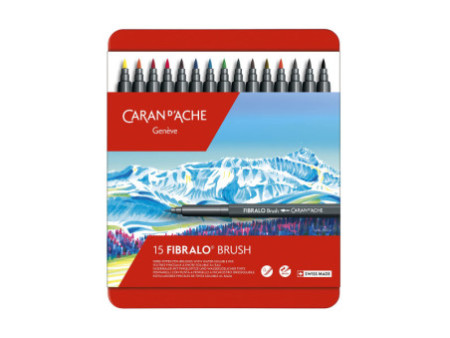 CARAN D'ACHE Feutre FIBRALO Brush, étui métal de 15