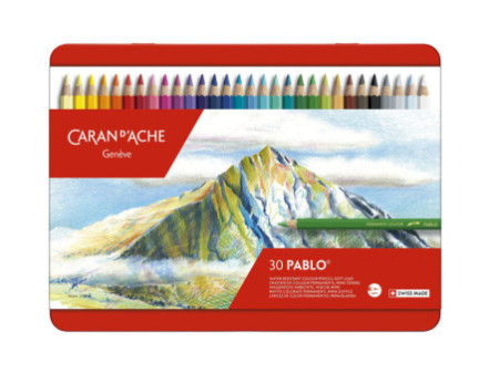 CARAN D'ACHE Crayons de couleur PABLO, étui métal de 30