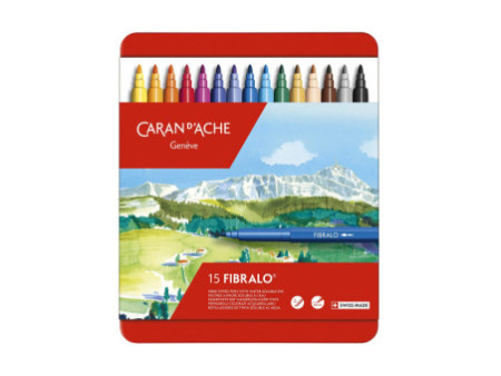 CARAN D'ACHE Feutre FIBRALO, boîte métal de 15