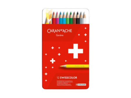 CARAN D'ACHE Crayons de couleur SWISSCOLOR, étui métal de 12