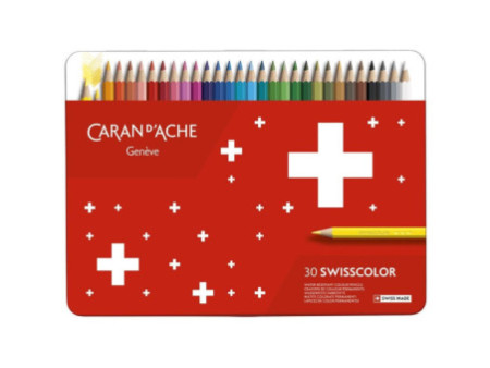 CARAN D'ACHE Crayons de couleur SWISSCOLOR, étui métal de 30