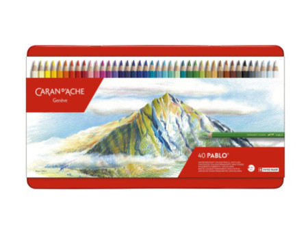 CARAN D'ACHE Crayons de couleur PABLO, étui métal de 40