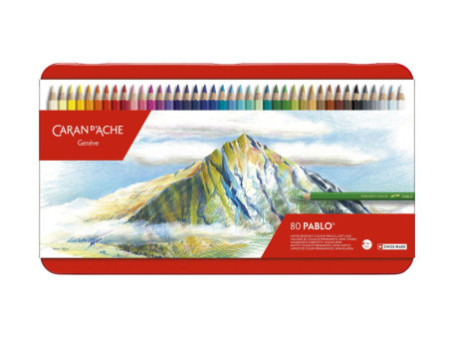 CARAN D'ACHE Crayons de couleur PABLO, étui métal de 80