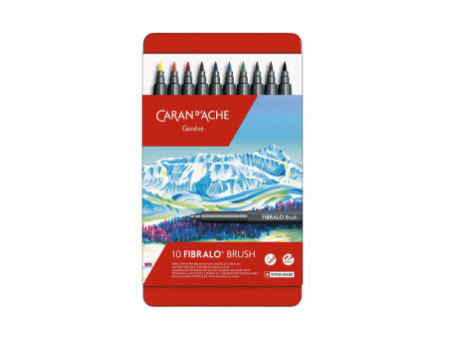 CARAN D'ACHE Feutre FIBRALO Brush, étui métal de 10