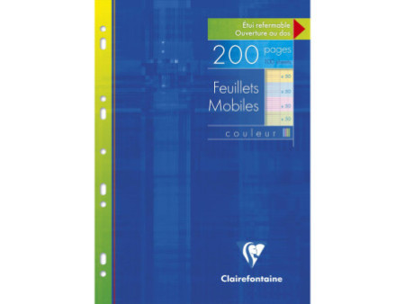 Clairefontaine Feuillets mobiles perforés couleur, A4, séyès
