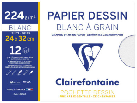 Clairefontaine Papier dessin 'Blanc à Grain', 240 x 320 mm